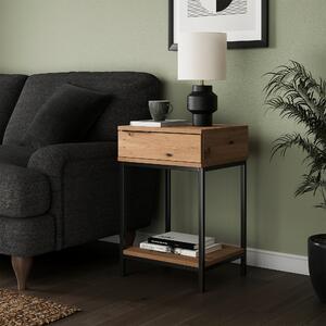 Reynolds Side Table Rustic Oak Effect