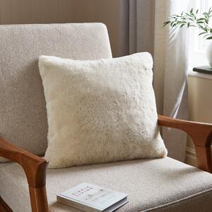 Silky Soft Faux Fur Square Cushion Cream