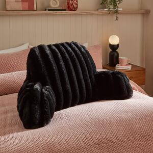 Ribbed Fur Cuddle Cushion Black