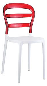 Tribi Stacking Side Chair - White/Red Transparent