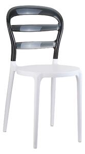 Tribi Stacking Side Chair - White/Black Transparent