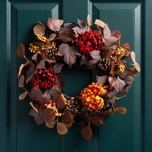 Artificial Autumnal Chrysanthemum Wreath MultiColoured