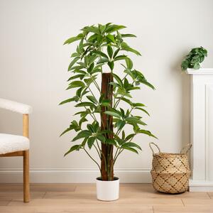 Artificial Climbing Umbrella Plant in White Plant Pot green