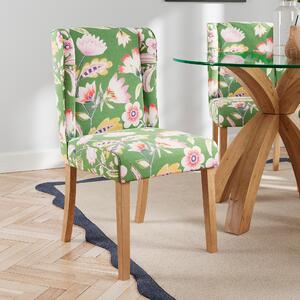 Oswald Dining Chair, Floral Green Green