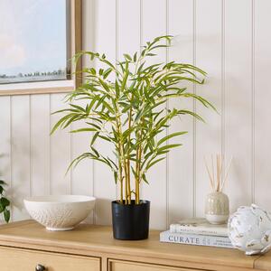 Artificial Real Touch Bamboo Tree in Black Plastic Plant Pot Green