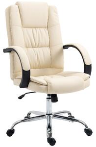 Vinsetto High Back Swivel Chair, PU Leather Executive Office Chair with Padded Armrests, Adjustable Height, Tilt Function, Beige