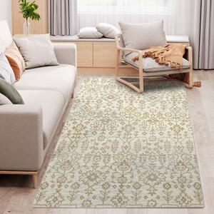 HOMCOM Beige Rug, Floral Pattern Area Rugs, Decorative Carpet for Living Room, Bedroom, Dining Room, 230 x 160cm