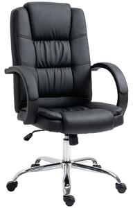 Vinsetto Executive Swivel Chair High Back, PU Leather, Padded Armrests, Adjustable Height, Tilt Function, Black