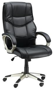 HOMCOM High Back Swivel Chair Computer, Home Office Computer Desk Chair with Faux Leather Adjustable Height Rocking Function Black