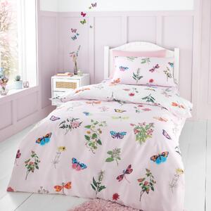 RHS Butterfly Garden Pink Reversible Duvet Cover and Pillowcase Set Pink