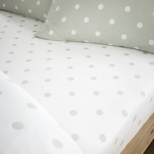 Catherine Lansfield Polka Dot Brushed Bed Linen Fitted Sheet Green