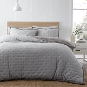 Catherine Lansfield Cosi Nori Sherpa Duvet Cover Bedding Set Silver