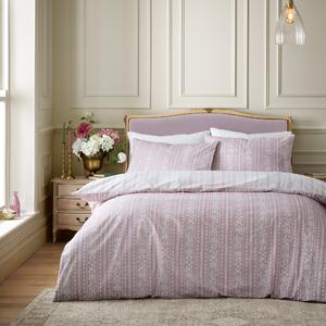 Bridgerton Regency Stripe Floral Print Duvet Cover Bedding Set Pink