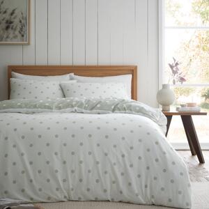 Catherine Lansfield Polka Dot Brushed Duvet Cover Bedding Set Green