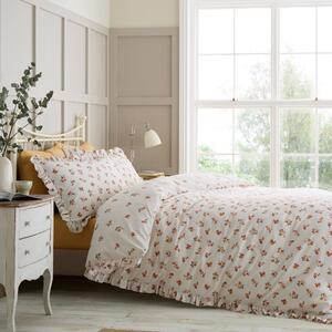 Catherine Lansfield Frill Ditsy Floral Duvet Cover Bedding Set Cream