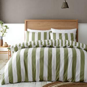 Catherine Lansfield Cove Stripe Duvet Cover Bedding Set Green