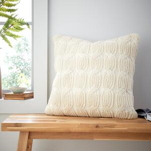 Catherine Lansfield Chunky Marl Knit 45cm x 45cm Filled Cushion Cream