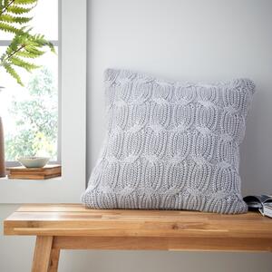 Catherine Lansfield Chunky Marl Knit 45cm x 45cm Filled Cushion Silver