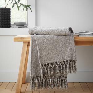 Catherine Lansfield Wilson Plain Chenille 130cm x 170cm Throw Grey