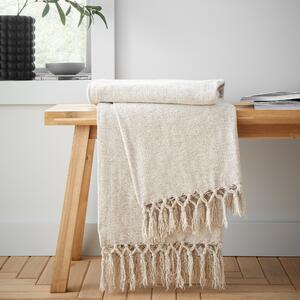 Catherine Lansfield Wilson Plain Chenille 130cm x 170cm Throw Natural