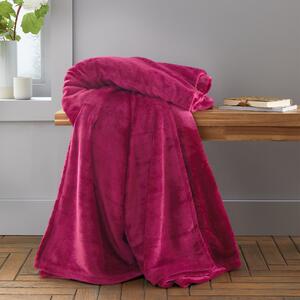 Catherine Lansfield Raschel Velvet Touch 130cm x 170cm Throw Hot Pink