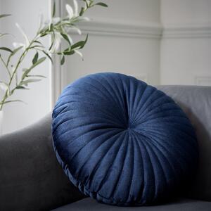 Catherine Lansfield Velvet Round Cushion 40cm Filled Cushion Navy