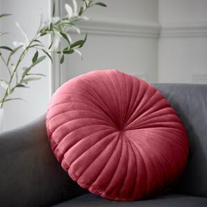 Catherine Lansfield Velvet Round Cushion 40cm Filled Cushion Raspberry