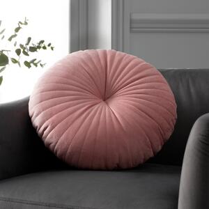 Catherine Lansfield Velvet Round Cushion 40cm Filled Cushion Pink