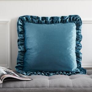 Catherine Lansfield So Soft Velvet Touch Double Frill 43cm x 43cm Filled Cushion Teal