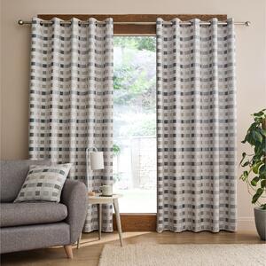 Catherine Lansfield Wilson Check Thermal Ready Made Eyelet Blackout Curtains Green