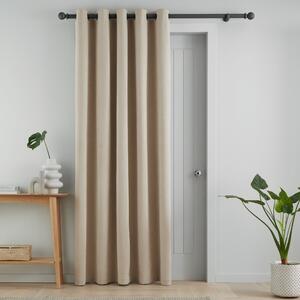 Catherine Lansfield Wilson Velvet Thermal Ready Made Eyelet Door Curtain Natural