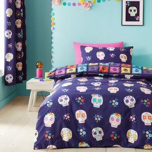 Catherine Lansfield Sugar Skull Fiesta Duvet Cover Bedding Set Purple