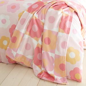 Catherine Lansfield Retro Daisy Fleece 130cm x 170cm Throw Pink