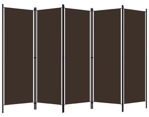 5-Panel Room Divider Brown 250x180 cm