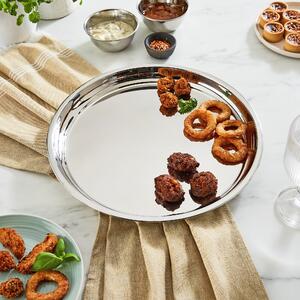 Round Stainless Steel Serving Tray Silver