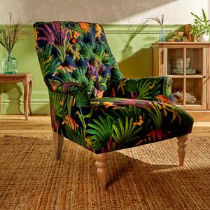 Bibury Buttoned Back Chair, Tropical Treasures Print NHM Tropical Treasures