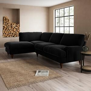Darwin Corner Chaise Sofa Luxury Velvet Black