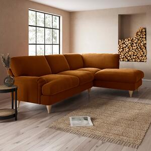 Darwin Corner Chaise Sofa Luxury Velvet Orange Umber