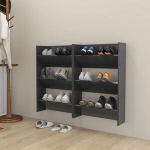 Wall Shoe Cabinets 2 pcs Grey 60x18x90 cm Engineered Wood