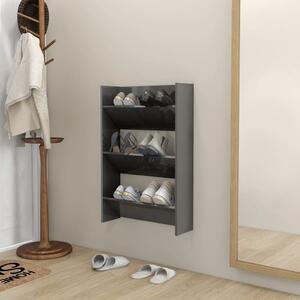 Wall Shoe Cabinet High Gloss Grey 60x18x90 cm Engineered Wood