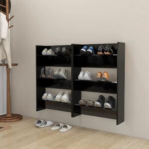 Wall Shoe Cabinets 2 pcs Black 60x18x90 cm Engineered Wood