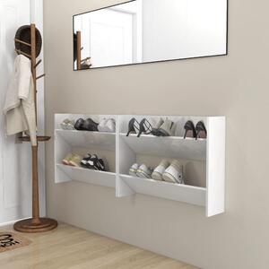 Wall Shoe Cabinets 2 pcs High Gloss White 80x18x60 cm Engineered Wood