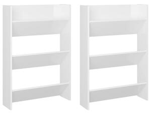 Wall Shoe Cabinets 2 pcs High Gloss White 60x18x90cm Engineered Wood