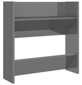 Wall Shoe Cabinet High Gloss Grey 60x18x60 cm Engineered Wood