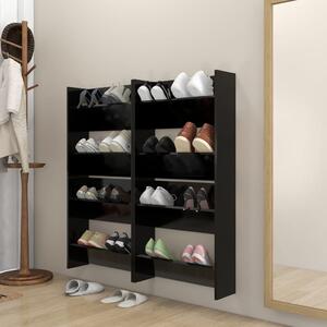 Wall Shoe Cabinets 4 pcs Black 60x18x60 cm Engineered Wood