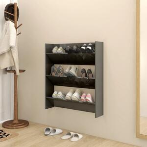 Wall Shoe Cabinet High Gloss Grey 80x18x90 cm Engineered Wood