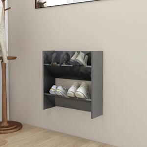 Wall Shoe Cabinet High Gloss Grey 60x18x60 cm Engineered Wood