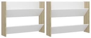 Wall Shoe Cabinets 2 pcs White&Sonoma Oak 80x18x60 cm Engineered Wood