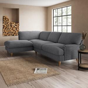 Darwin Corner Chaise Sofa Slub Cotton Blend Black