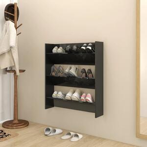 Wall Shoe Cabinet High Gloss Black 80x18x90 cm Engineered Wood